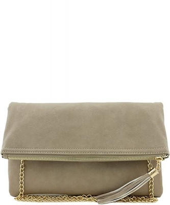 Envelope Foldover Wristlet Clutch Crossbody Bag with Chain Strap LP048 BRICK